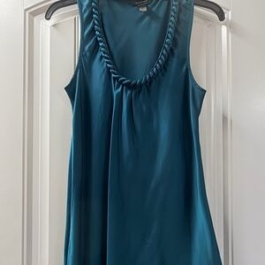Spense Teal Braided Neck Sleeveless Blouse Medium